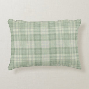Light sage green plaid decorative cushion