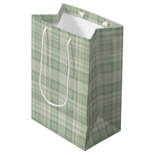 Light sage green plaid medium gift bag