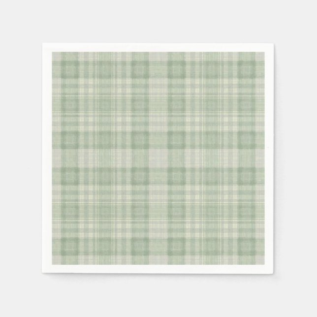 Light sage green plaid napkin (Front)