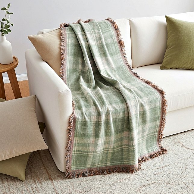 Light sage green plaid throw blanket (Creator Uploaded)