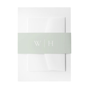 Light Sage Green Serif Monogram with Line Wedding Invitation Belly Band