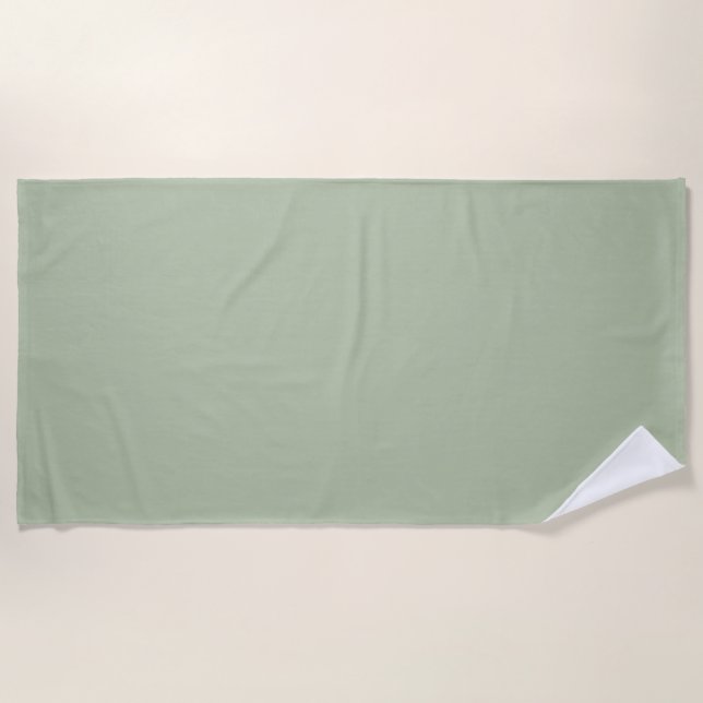 Light Sage Green Solid Colour Beach Towel (Front)