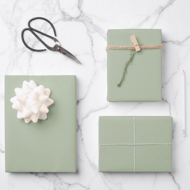 Light Sage Green Solid Colour Wrapping Paper Sheet (Front)