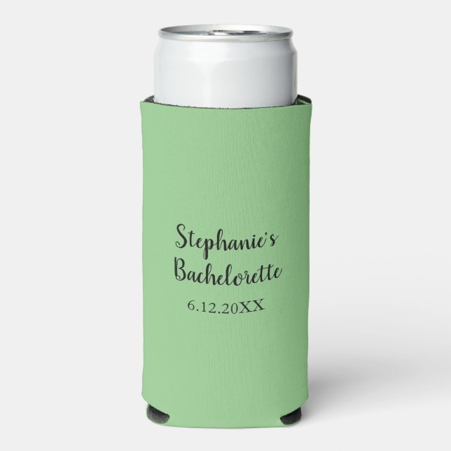 Light Sage Green Wedding Bachelorette Favour Gift Seltzer Can Cooler (Seltzer Front)