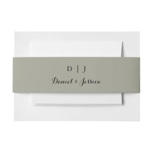 Light Sage Green Wedding Invitation Belly Band