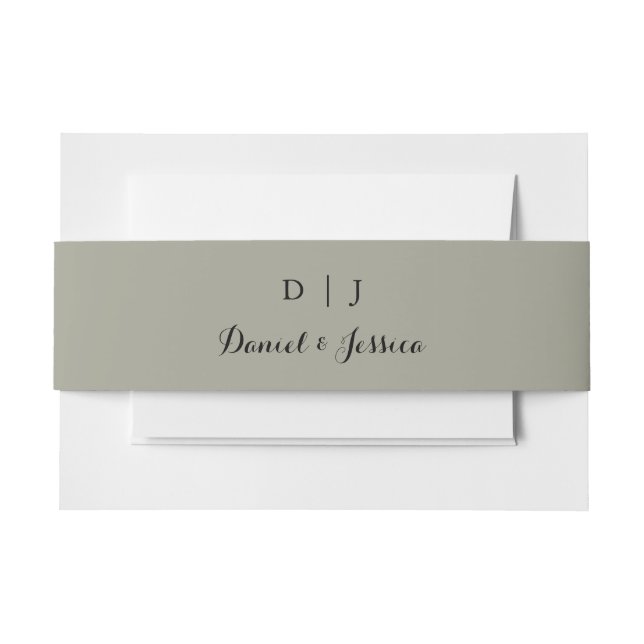Light Sage Green Wedding Invitation Belly Band (Front Example)