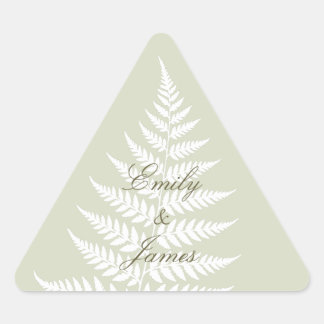 Light Sage Green White Fern Delicate Botanical Triangle Sticker