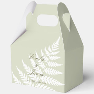 Light Sage Green White Fern Large Pastel Gable Favour Box
