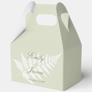 Light Sage Green White Fern Large Pastel Gable Favour Box