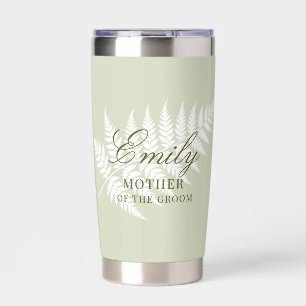Light Sage Green White Fern Mother of the Groom Insulated Tumbler