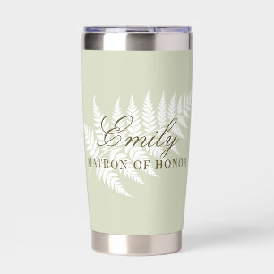 Light Sage Green White Fern Pastel Matron of Honou Insulated Tumbler