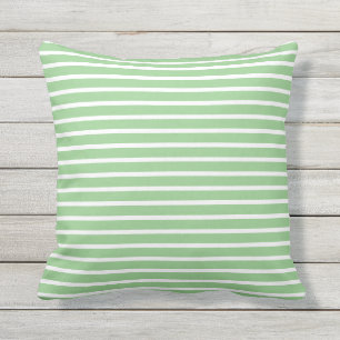 Light Sage Green White Stripe Custom Spring Summer Cushion