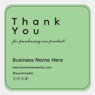 Light Sage Modern Minimalist Business Thank You Square Sticker