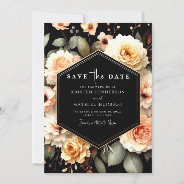 Light Sage Modern Peach Wedding Save The Date (Front)
