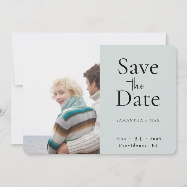 Light Sage The Two of Us Photo Save the Date (Front)