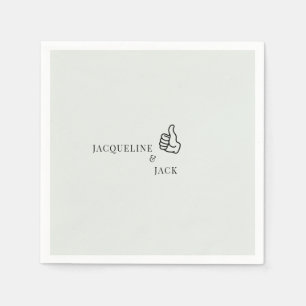 Light Sage Thumbs Up Personalised Cocktail  Napkin