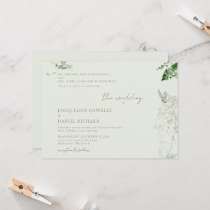Light Sage Watercolor Foliage Both Parents Wedding Invitation