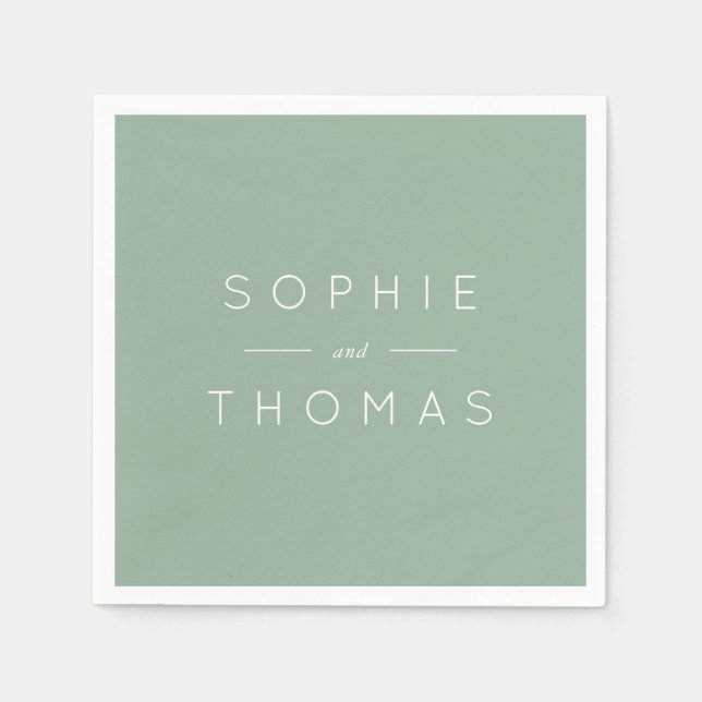Light Sage Wedding Napkin (Front)