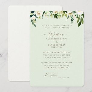 Light Sage White Floral Bride Parents Wedding Invitation