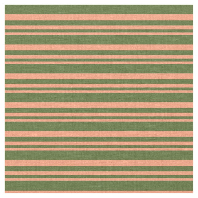 Light Salmon and Dark Olive Green Pattern Fabric (Close Up)