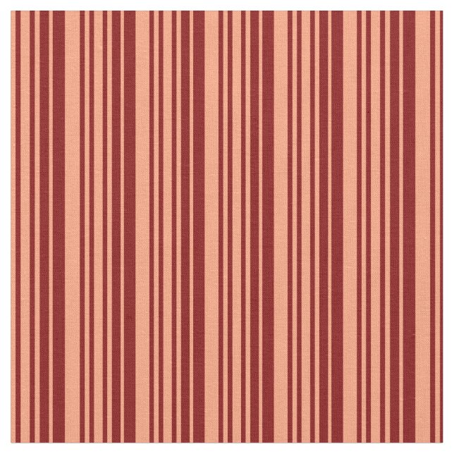 Light Salmon and Maroon Coloured Lines Fabric (Close Up)