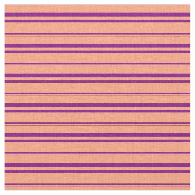 Light Salmon and Purple Coloured Lines Fabric (Close Up)