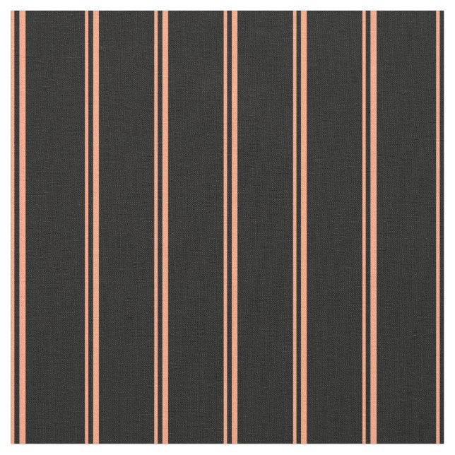 Light Salmon & Black Stripes/Lines Pattern Fabric (Close Up)