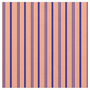 Light Salmon & Dark Blue Coloured Lines Fabric