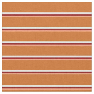 Light Salmon, Dark Red, White & Chocolate Lines Fabric