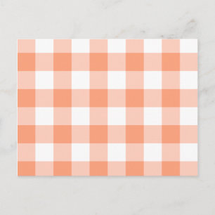 Light Salmon Gingham Pattern Postcard