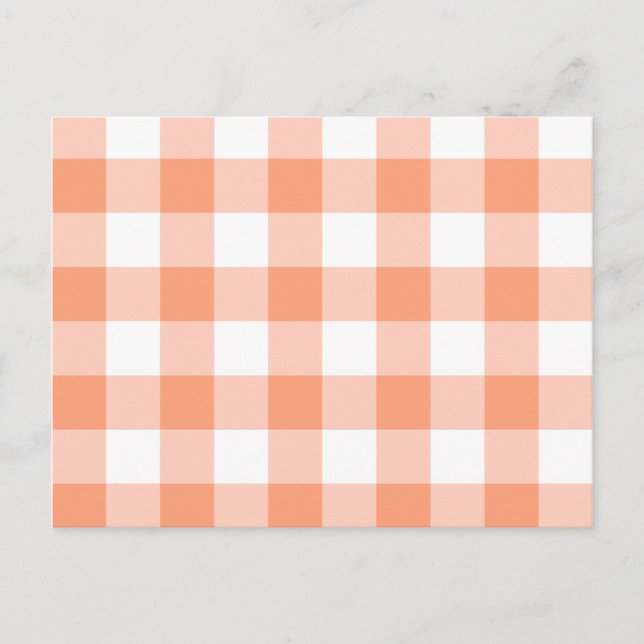 Light Salmon Gingham Pattern Postcard (Front)