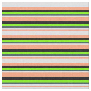 Light Salmon, Lavender, Slate Grey, Green & Black Fabric