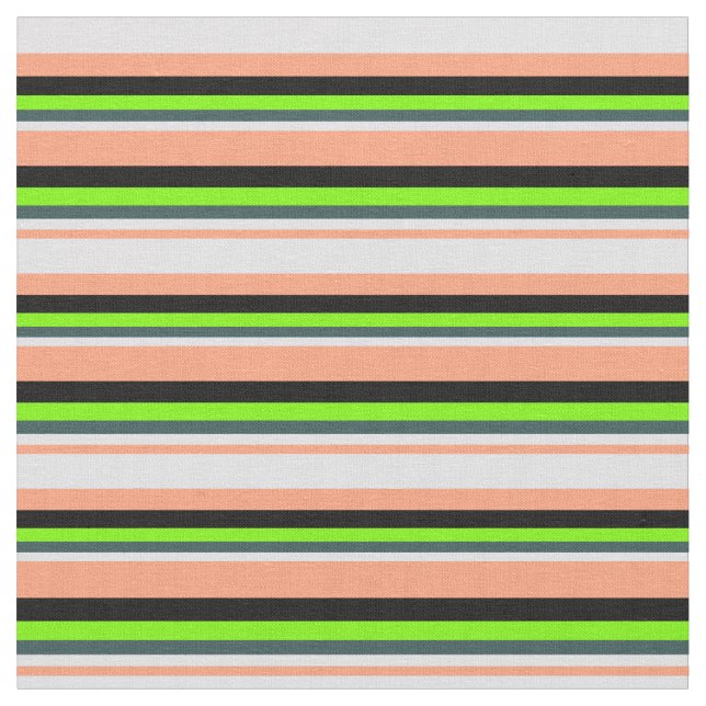 Light Salmon, Lavender, Slate Grey, Green & Black Fabric (Close Up)