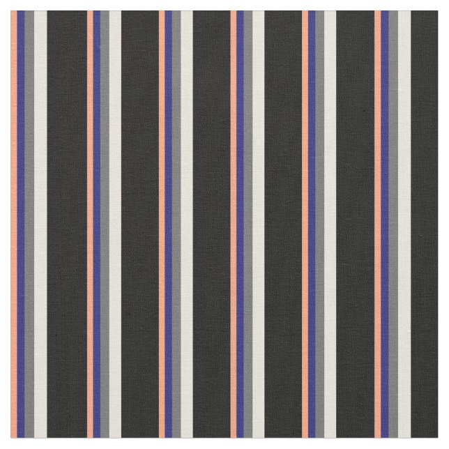 Light Salmon, Midnight Blue, Grey, Beige & Black Fabric (Close Up)