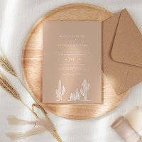 Light Sand Cactus Line Art Desert Wedding