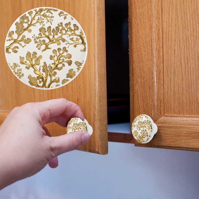 Light Sand Colour with Gold Seaweed Ceramic Knob (Creator Uploaded)