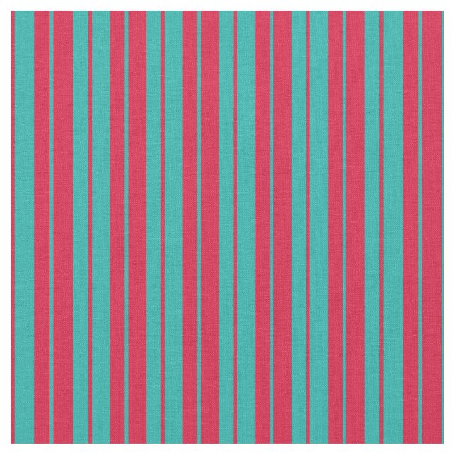 Light Sea Green and Crimson Pattern of Stripes Fabric (Close Up)
