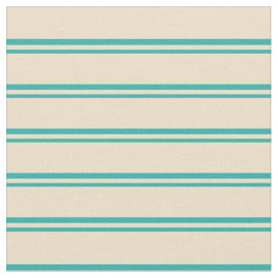 Light Sea Green and Tan Coloured Lines Fabric