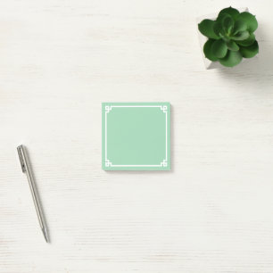 Light Sea Green and White Greek Key Border Post-it Notes