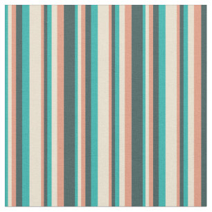 Light Sea Green, Beige, Dark Salmon & Slate Grey Fabric