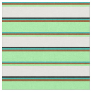 Light Sea Green, Brown, Green, White & Black Fabric