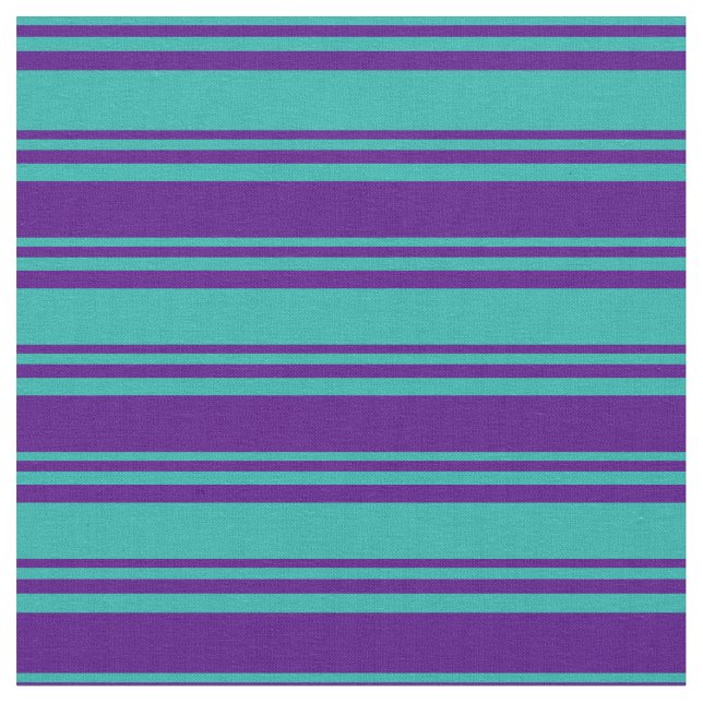Light Sea Green & Indigo Coloured Lines Fabric (Close Up)