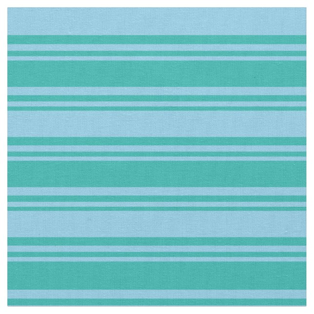 Light Sea Green & Sky Blue Coloured Stripes Fabric (Close Up)
