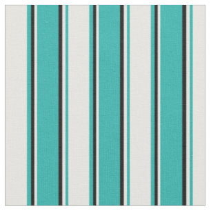 Light Sea Green, White & Black Coloured Pattern Fabric