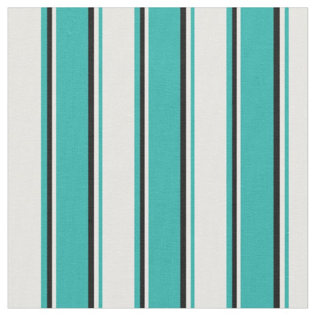 Light Sea Green, White & Black Coloured Pattern Fabric (Close Up)