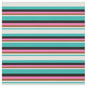 Light Sea Green, Yellow, Brown, Hot Pink & Black Fabric