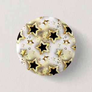 Light seamless with gold stars 3 cm round badge