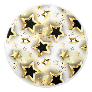 Light seamless with gold stars ceramic knob