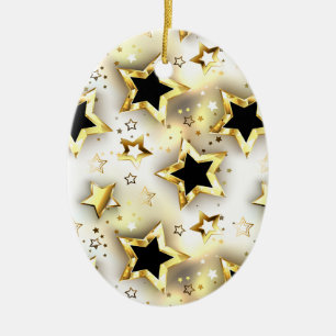Light seamless with gold stars ceramic ornament