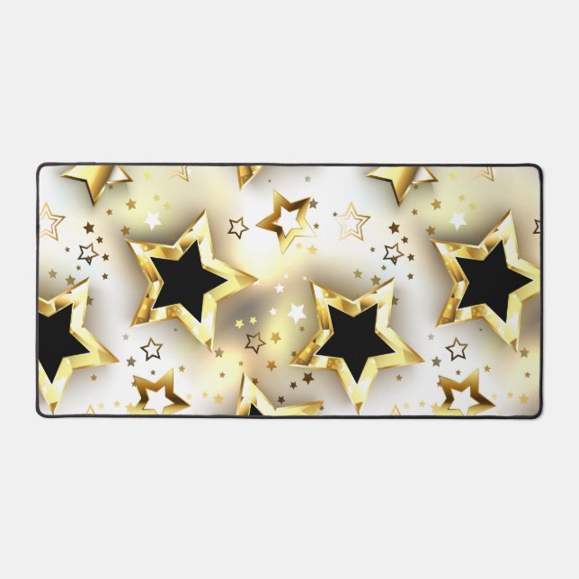 Light seamless with gold stars desk mat (Front)